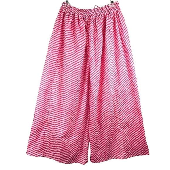 NEW- Extra Wide Leg Striped Print Relax Fit Harem Jogger Palazzo Pajama Pants - Picture 2 of 6